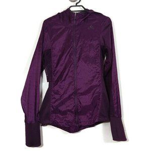 Adidas Women's Runing Lightweight Mesh Banner Windbreaker Jacket Purple Size XS